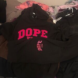 DOPE Black Hoodie with Vibrant Pink Logo